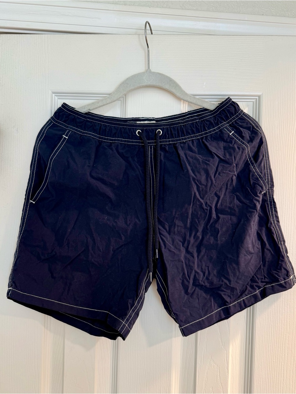 Men's Navy Swim Shorts with Contrast Stitching